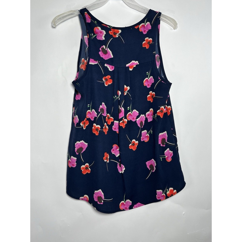 Anthropologie XXSP Pleione‎ Navy Blue Floral Hi Low Scoop Neck Tank Top